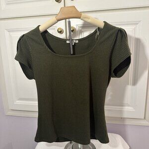 haute monde Green Ribbed Short Sleeve Size XL